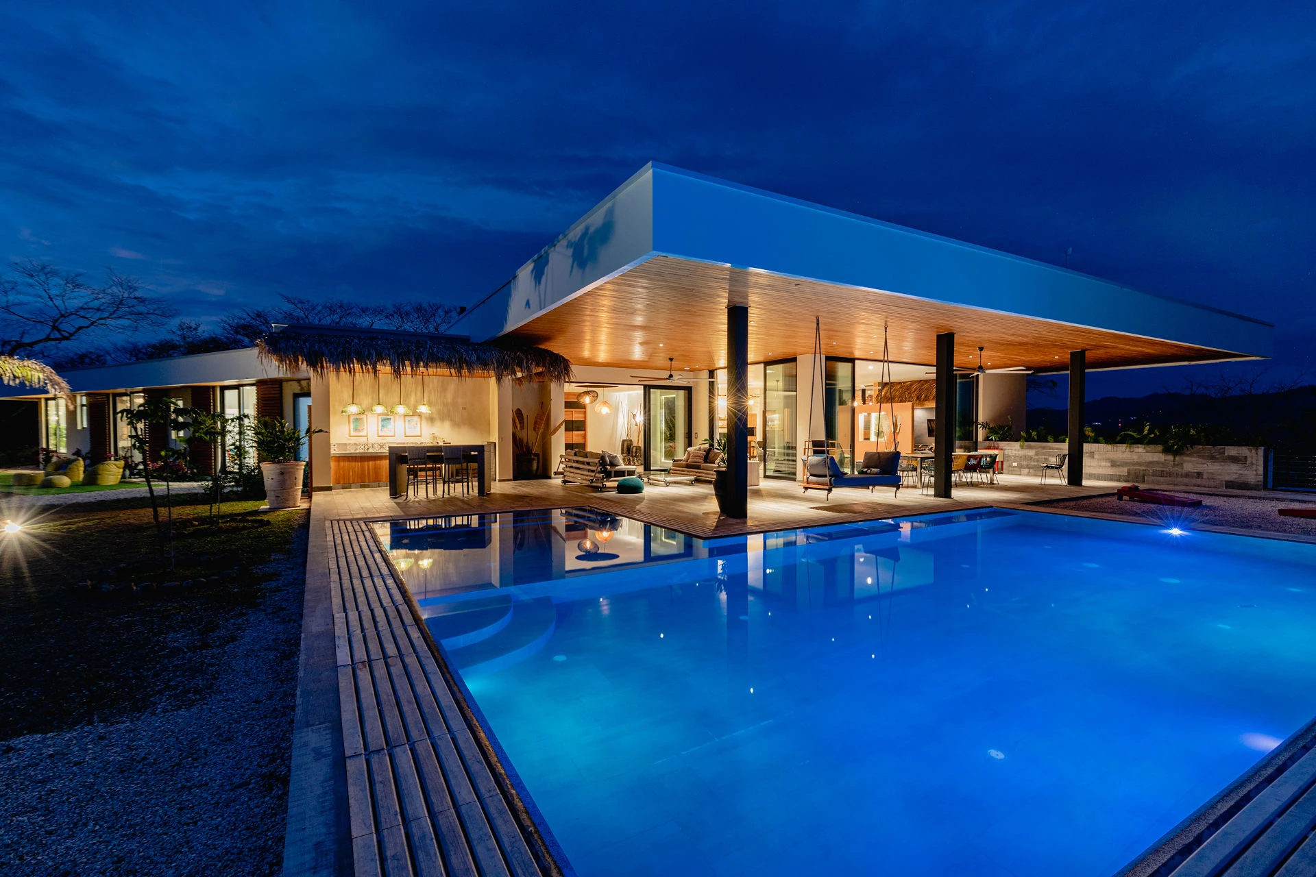 Luxury home at night